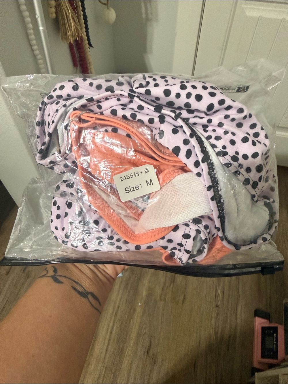 Coral Tie-Front One-Piece Swimsuit with Spot Print - Picture 6 of 6